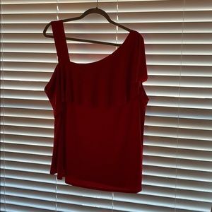 Lavish 3XL red one shoulder ruffled red blouse